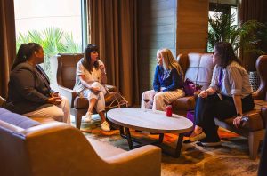 people sitting and talking