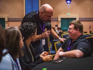 people sitting and talking
