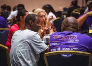 people sitting and talking